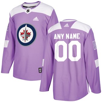 NHL Men adidas Winnipeg Jets Purple Hockey Fights Cancer Customized Practice Jersey